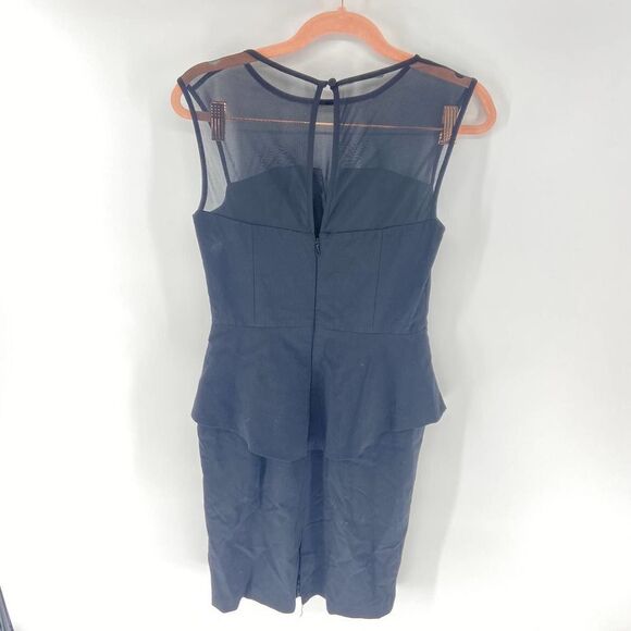 Aidan Mattox Black Mesh High neck sleeveless peplum cocktail dress womens 2 - Picture 4 of 8